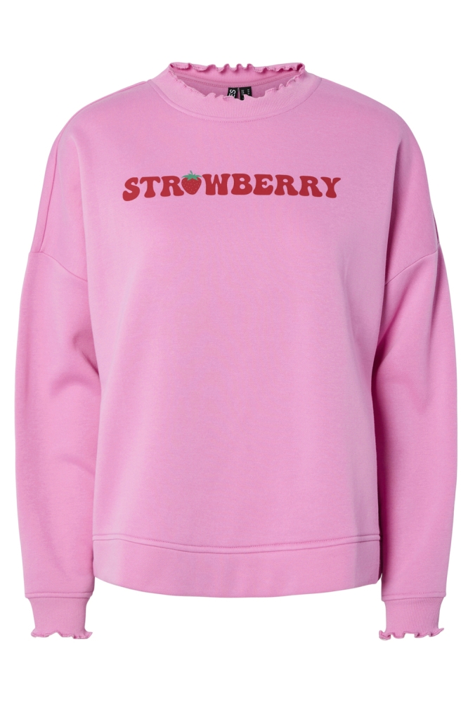 PCMALIAH LS PRINT SWEAT BC 17147858 FUSHIA PINK/STRAWBERRY